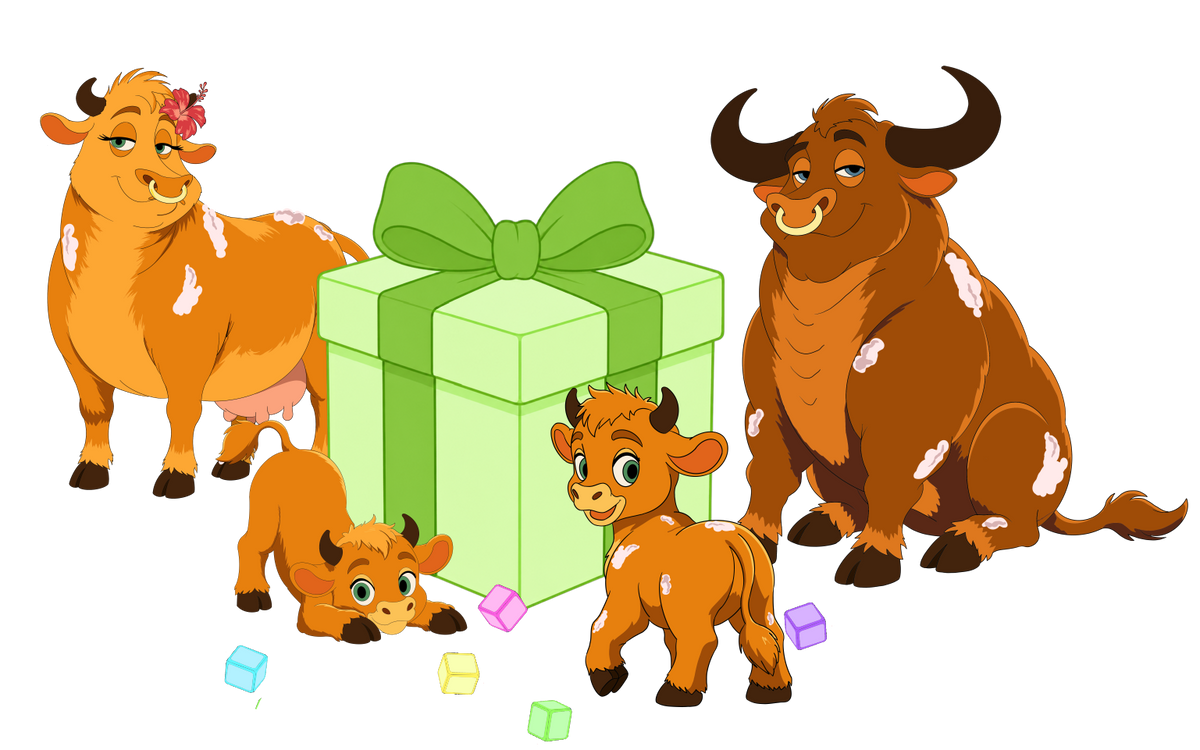 BEES & borrels MOOOvelous skincare Gift Card with cow family illustration
